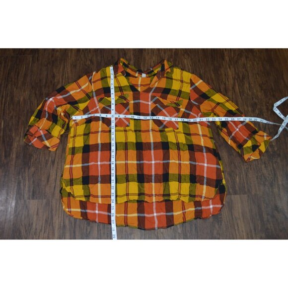 Est. 1946 Women Gold Multicolored Plaid Pullover Shirt Size 22/24 W Pockets READ - Picture 3 of 7